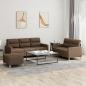 Preview: ARDEBO.de - 3-tlg. Sofagarnitur mit Kissen Braun Stoff