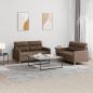 Preview: ARDEBO.de - 2-tlg. Sofagarnitur mit Kissen Braun Stoff