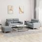 Preview: ARDEBO.de - 3-tlg. Sofagarnitur mit Kissen Hellgrau Stoff