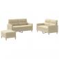 Preview: 3-tlg. Sofagarnitur mit Kissen Creme Stoff