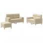 Preview: 3-tlg. Sofagarnitur mit Kissen Creme Stoff