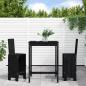 Preview: ARDEBO.de - 3-tlg. Gartenbar-Set Schwarz Massivholz Kiefer