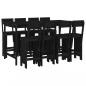 Preview: ARDEBO.de - 7-tlg. Gartenbar-Set Schwarz Massivholz Kiefer