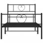 Preview: Bettgestell mit Kopf- und Fußteil Metall Schwarz 75x190 cm