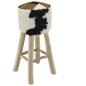 Preview: Barhocker Echtleder und Teak Massivholz 