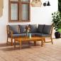 Preview: 4-tlg. Garten-Lounge-Set mit Auflagen Massivholz Akazie