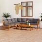 Preview: 6-tlg. Garten-Lounge-Set mit Auflagen Massivholz Akazie