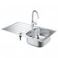 Preview: GROHE Bau Set aus Spüle und Küchenarmatur, hoher Auslauf, Einlochmontage, Edelstahl (31562SD1)