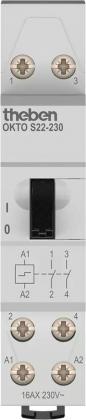 Preview: ARDEBO.de Theben OKTO S22-230 Stromstoßschalter elektromechanisch, 2 Kanäle/Schließer, allpolige Abschaltung, 200 W LED, kein Ruhestromverbrauch, SELV, 2 Drähte pro Taster, Bedienung über integrierten Handschalter möglich 3120122