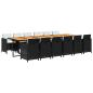 Preview: 13-tlg. Garten-Essgruppe mit Kissen Poly Rattan Schwarz