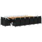 Preview: 17-tlg. Garten-Essgruppe mit Kissen Poly Rattan Schwarz