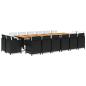 Preview: 17-tlg. Garten-Essgruppe mit Kissen Poly Rattan Schwarz