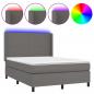 Preview: Boxspringbett mit Matratze & LED Grau 140x200 cm Kunstleder