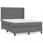 Preview: Boxspringbett mit Matratze Grau 140x190 cm Kunstleder