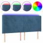 Preview: LED Kopfteil Dunkelblau 183x16x118/128 cm Samt