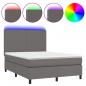 Preview: Boxspringbett mit Matratze & LED Grau 140x200 cm Kunstleder