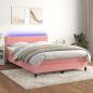 Preview: ARDEBO.de - Boxspringbett mit Matratze & LED Rosa 140x200 cm Samt