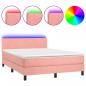 Preview: Boxspringbett mit Matratze & LED Rosa 140x200 cm Samt