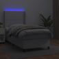 Preview: Boxspringbett mit Matratze & LED Weiß 90x200 cm Kunstleder
