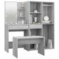 Preview: Schminktisch-Set mit LED Grau Sonoma Holzwerkstoff