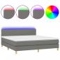 Preview: Boxspringbett mit Matratze & LED Dunkelgrau 160x200 cm Stoff