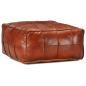 Preview: Pouf Hellbraun 60 x 60 x 30 cm Echtes Ziegenleder