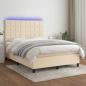 Preview: ARDEBO.de - Boxspringbett mit Matratze & LED Creme 140x190 cm Stoff