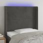 Preview: ARDEBO.de - LED Kopfteil Dunkelgrau 93x16x118/128 cm Samt