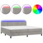 Preview: Boxspringbett mit Matratze & LED Hellgrau 200x200 cm Samt