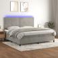 Preview: ARDEBO.de - Boxspringbett mit Matratze & LED Hellgrau 200x200 cm Samt