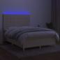 Preview: Boxspringbett mit Matratze & LED Creme 140x200 cm Stoff