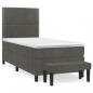 Preview: Boxspringbett mit Matratze Dunkelgrau 90x200 cm Samt