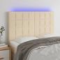 Preview: ARDEBO.de - LED Kopfteil Creme 144x5x118/128 cm Stoff