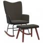 Preview: Schaukelstuhl mit Hocker Dunkelgrau Samt und PVC