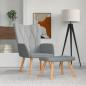 Preview: ARDEBO.de - Relaxsessel mit Hocker Hellgrau Stoff