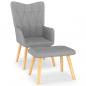 Preview: Relaxsessel mit Hocker Hellgrau Stoff