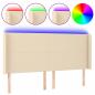 Preview: LED Kopfteil Creme 183x16x118/128 cm Stoff