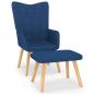 Preview: Relaxsessel mit Hocker Blau Stoff