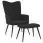 Preview: Relaxsessel mit Hocker Schwarz Samt