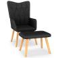 Preview: Relaxsessel mit Hocker Schwarz Stoff