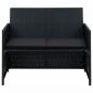 Preview: 2-Sitzer-Gartensofa mit Polstern Schwarz Poly Rattan