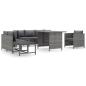 Preview: 8-tlg. Garten-Lounge-Set mit Kissen Poly Rattan Grau