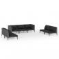 Preview: 7-tlg. Garten-Lounge-Set mit Kissen Poly Rattan Dunkelgrau