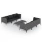 Preview: 7-tlg. Garten-Lounge-Set mit Kissen Poly Rattan Dunkelgrau