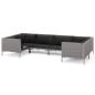 Preview: 6-tlg. Garten-Lounge-Set mit Kissen Poly Rattan Dunkelgrau