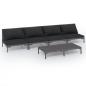 Preview: 5-tlg. Garten-Lounge-Set mit Kissen Poly Rattan Dunkelgrau