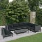 Preview: ARDEBO.de - 8-tlg. Garten-Lounge-Set mit Kissen Poly Rattan Dunkelgrau