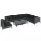 Preview: 8-tlg. Garten-Lounge-Set mit Kissen Poly Rattan Dunkelgrau