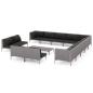 Preview: 14-tlg. Garten-Lounge-Set mit Kissen Poly Rattan Dunkelgrau