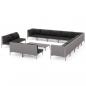 Preview: 14-tlg. Garten-Lounge-Set mit Kissen Poly Rattan Dunkelgrau